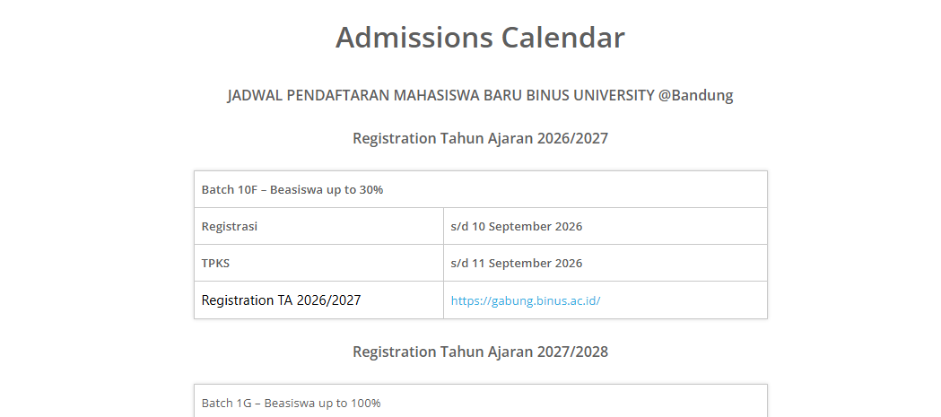 Beasiswa BINUS Bandung hingga 100 Persen Masih Dibuka, Pendaftaran Batch Baru Tutup 11 September